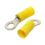 12-10 AWG Yellow #10 Stud Ring Terminals